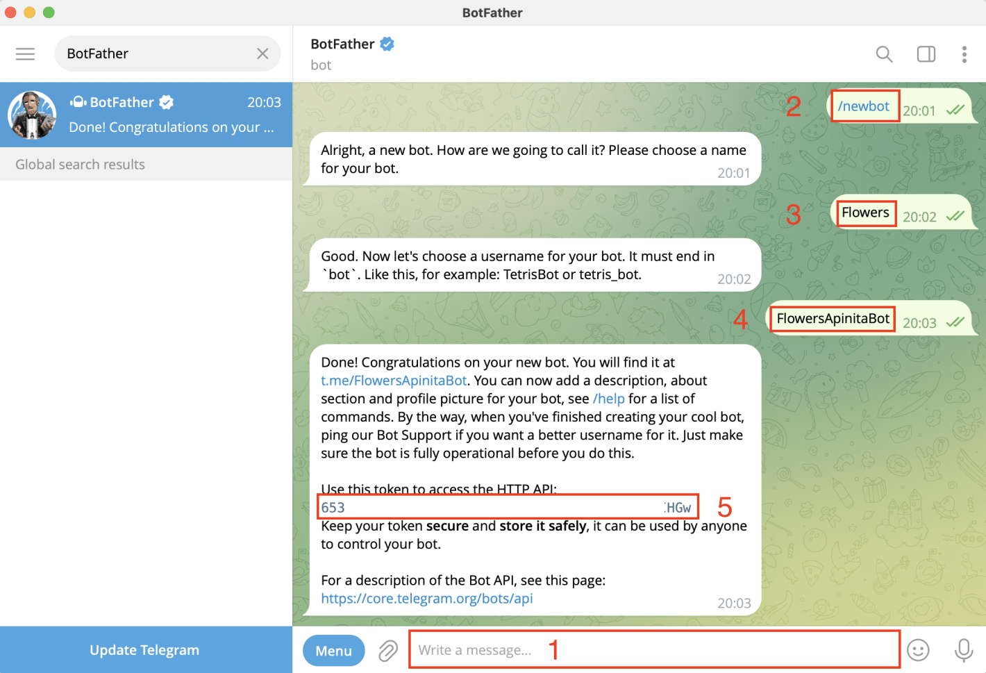 Создание мини чат-бота в Telegram