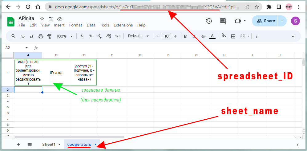 Авторизация в Telegram-боте с использованием Google-таблицы в качестве базы данных
